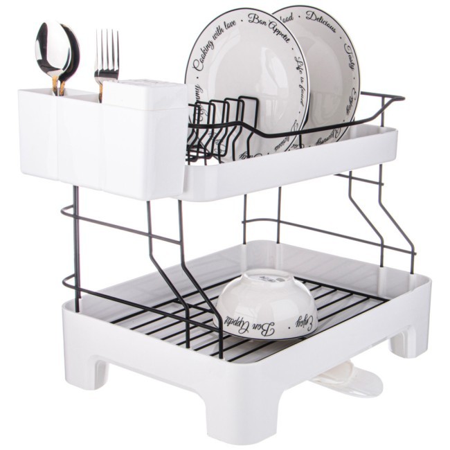 Сушилка для посуды 2-х ярусная, цвет: белый LIMON (166-181)
