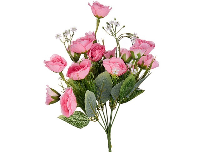 Цветок искусственный высота=35 см."роза кустовая" 100% полиэстр Huajing Plastic (23-314)