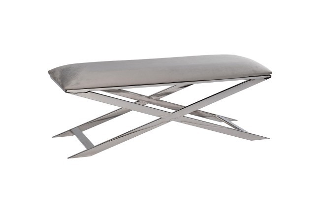 Банкетка св.-серый велюр/хром 120,5*45*44,5см (TT-00007646)