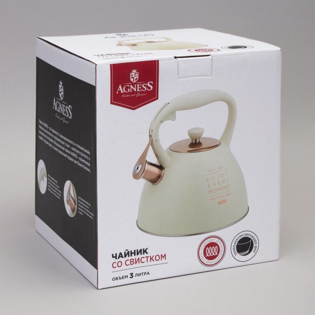 Чайник agness со свистком, 3,0 л термоаккумулирующее дно, индукция Agness (914-155) Чайник agness со свистком, 3,0 л термоаккумулирующее дно, индукция Agness (914-155)