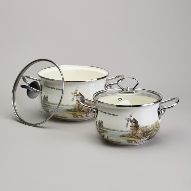 Набор кастрюль эмалированный, серия "family house" 4пр. 2,0/2,8л диа.18/20см Agness (943-101) Набор кастрюль эмалированный, серия "family house" 4пр. 2,0/2,8л диа.18/20см Agness (943-101)