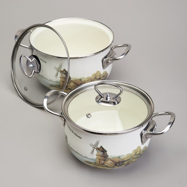 Набор кастрюль эмалированный, серия "family house" 4пр. 2,0/2,8л диа.18/20см Agness (943-101) Набор кастрюль эмалированный, серия "family house" 4пр. 2,0/2,8л диа.18/20см Agness (943-101)