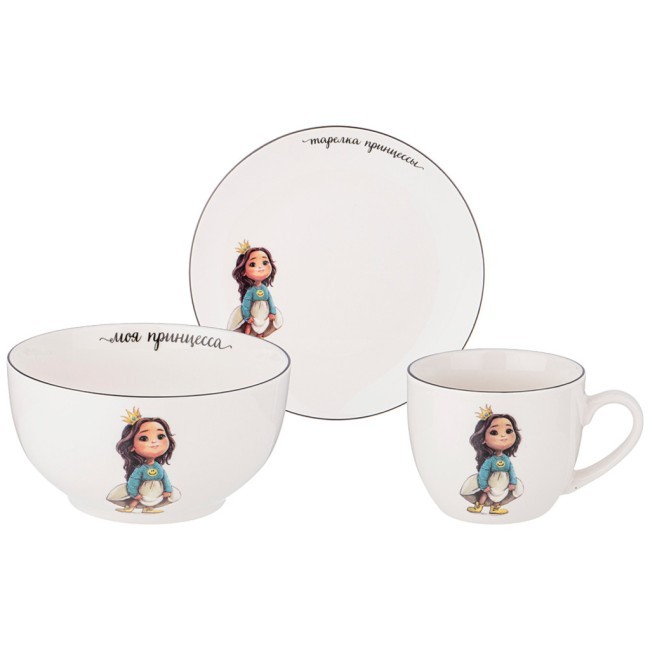 Набор посуды lefard принцесса, 3 пр.: салатник 470мл, тарелка 20см, кружка 220мл Lefard (260-683)
