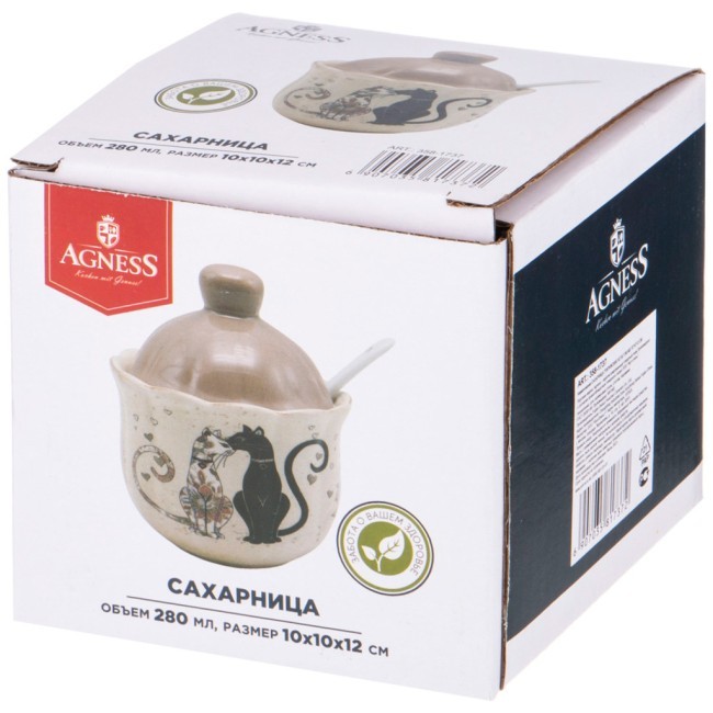 Сахарница agness "парижские коты" 10*11,5 см 240 мл Agness (358-1737)