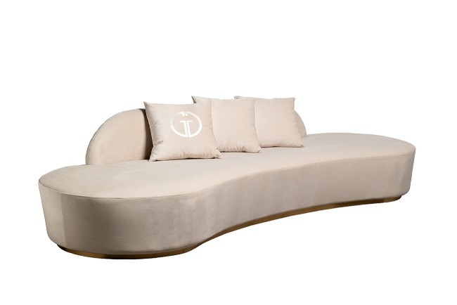 Диван Lea трехместный, велюр кремовый 290*112*75см (TT-00011163)