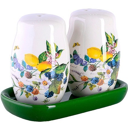 Набор для специй на подставке 3пр Лесные ягоды с лимонами доломит LR (60151)