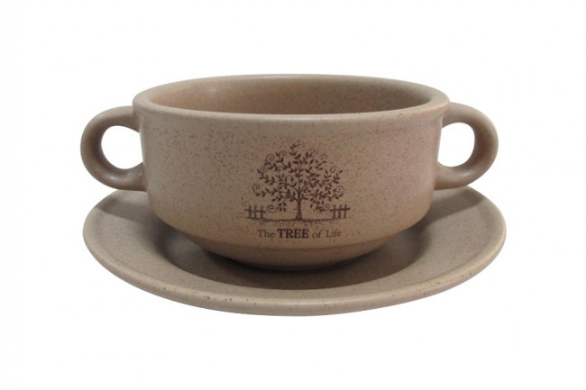Суповая чашка на блюдце Дерево жизни, 0,3 л - TLY923-TL-AL Terracotta