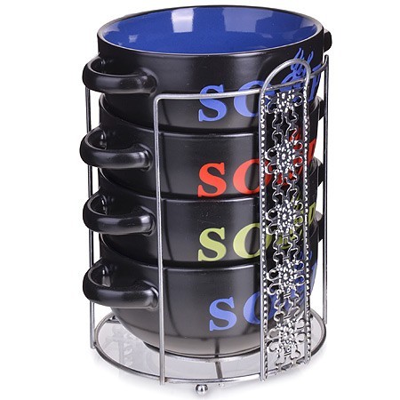 Набор супниц 5пр 540мл на подставке LR (27319) Набор супниц 5пр 540мл на подставке LR (27319)