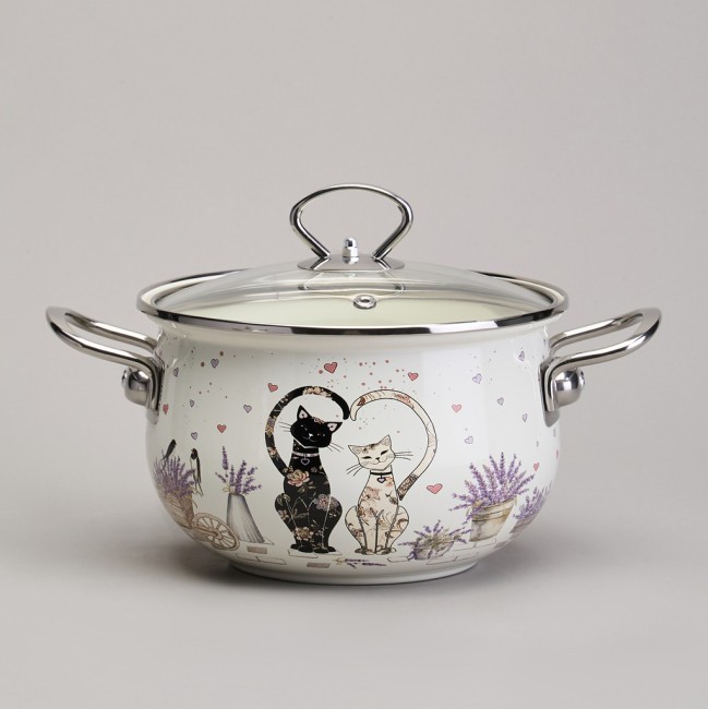 Набор кастрюль эмалированный, серия "lavender cats" 4пр. 2,0/2,8л диа.18/20см Agness (943-102) Набор кастрюль эмалированный, серия "lavender cats" 4пр. 2,0/2,8л диа.18/20см Agness (943-102)