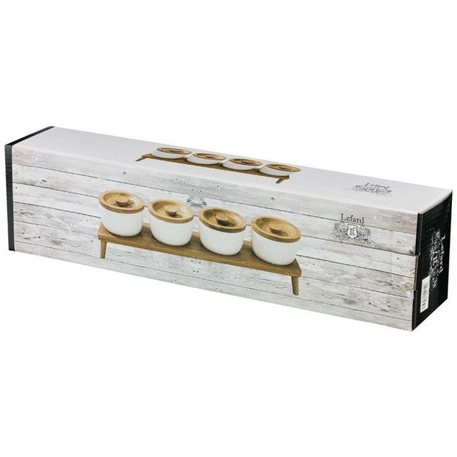 Набор из 4-х банок для сыпучих продуктов "native" 250 мл. на подставке 41*10 см. в=11 см. Lefard (587-139)