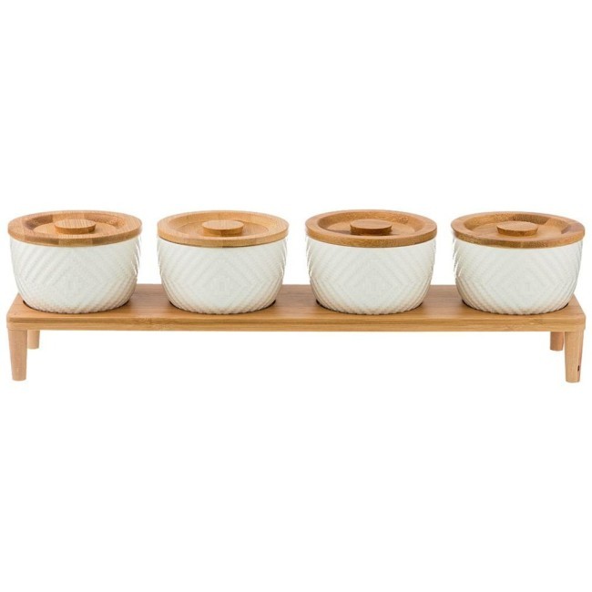 Набор из 4-х банок для сыпучих продуктов "native" 250 мл. на подставке 41*10 см. в=11 см. Lefard (587-139)