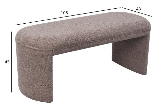 Банкетка TEDDY серая 108*43*45см (TT-00011987)