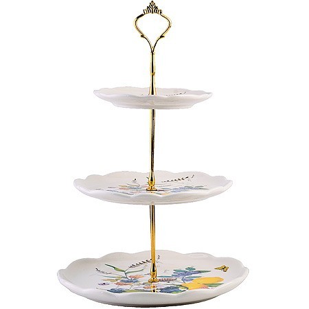 Конфетница 3-х ярусная Лесные ягоды с лимонами доломит/ металл LR (60155) Конфетница 3-х ярусная Лесные ягоды с лимонами доломит/ металл LR (60155)