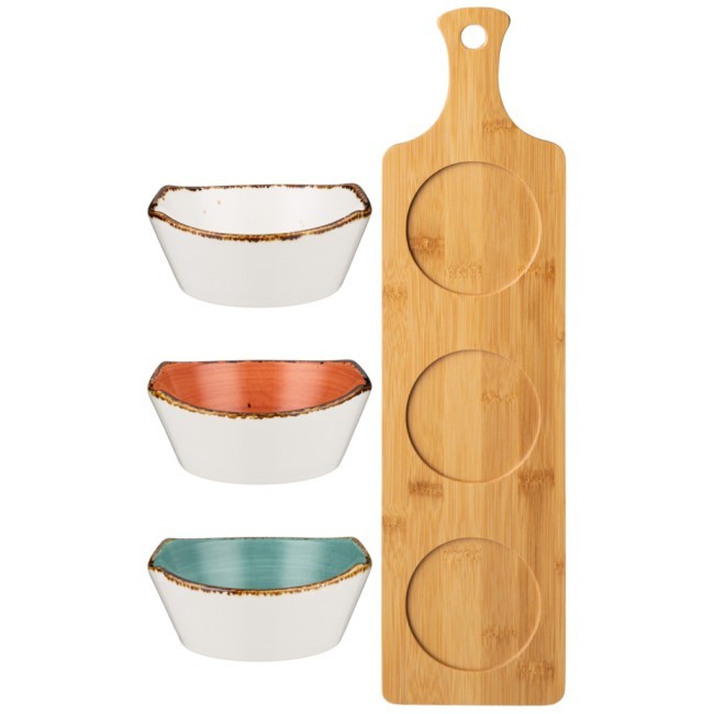 Набор салатников на дерев. подставке bronco "nature" 4 предмета Bronco (263-1268)