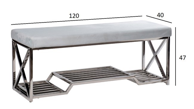 Банкетка голубой велюр/хром 120*40*47см (TT-00007869) Банкетка голубой велюр/хром 120*40*47см (TT-00007869)