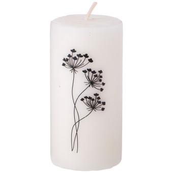 Свеча bronco столбик "цветы" белая 10*5 см Bronco (315-363)