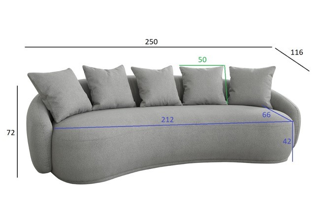 Диван Forli светло-серый 250*116*72см (TT-00013200) Диван Forli светло-серый 250*116*72см (TT-00013200)