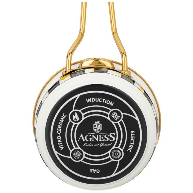 Ковш agness эмалированный, серия лимон 14см / 0,9л d=14 см  длина=31см подходит для индукцион Agness (950-554)