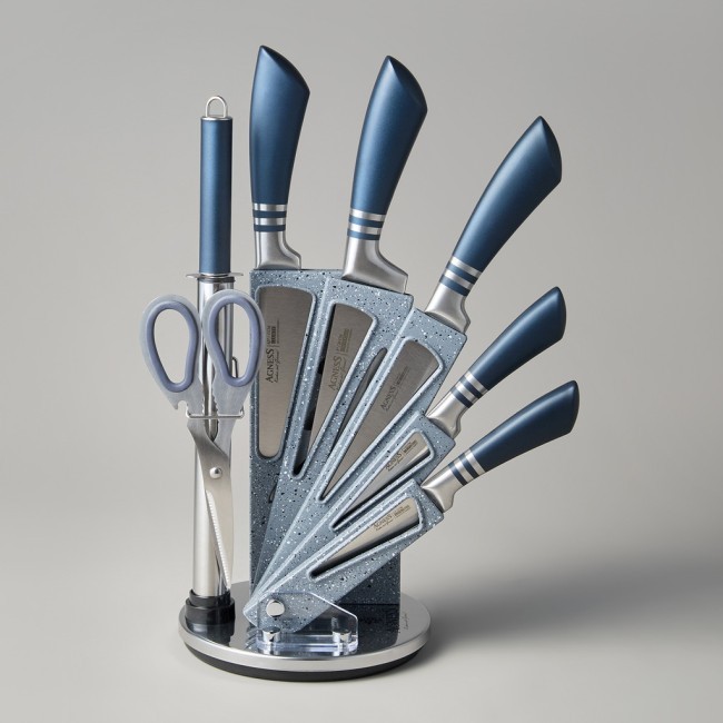 Набор ножей agness с ножницами и мусатом на пластиковой подставке, 8 предметов Agness (911-642) Набор ножей agness с ножницами и мусатом на пластиковой подставке, 8 предметов Agness (911-642)