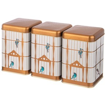 Набор емкостей для хранения "paradise bird" из 3-х штук, 10,5х10,5х16 см, 1,7л Agness (949-042)