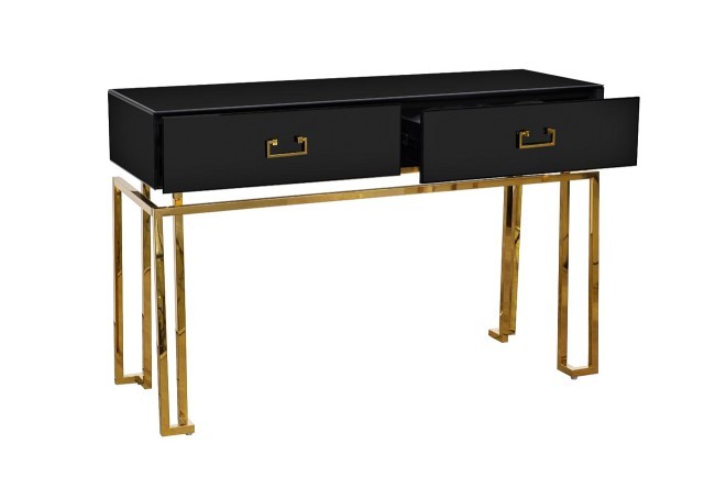 Консоль черная 2 ящика  120*42*77см (TT-00003623)