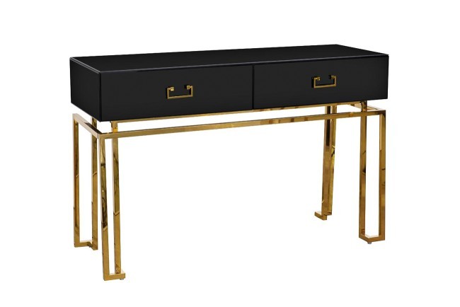 Консоль черная 2 ящика  120*42*77см (TT-00003623)