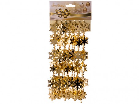 Декор. изделие "гирлянда снежинки" 2,7 м на блистере цвет нежное золото без упаковки Polite Crafts&gifts (D-224-025) 