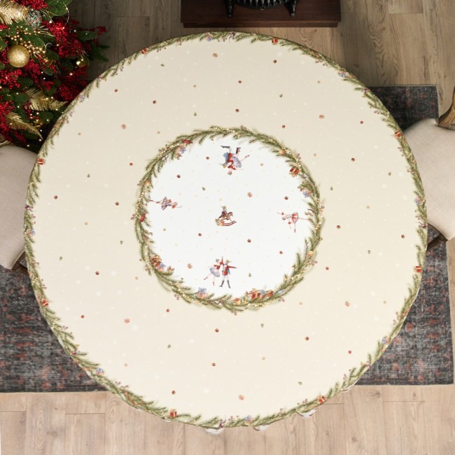 Скатерть круглая  "щелкунчик" ,220см бежевый 100% хлопок , твил Lefard (850-757-26)