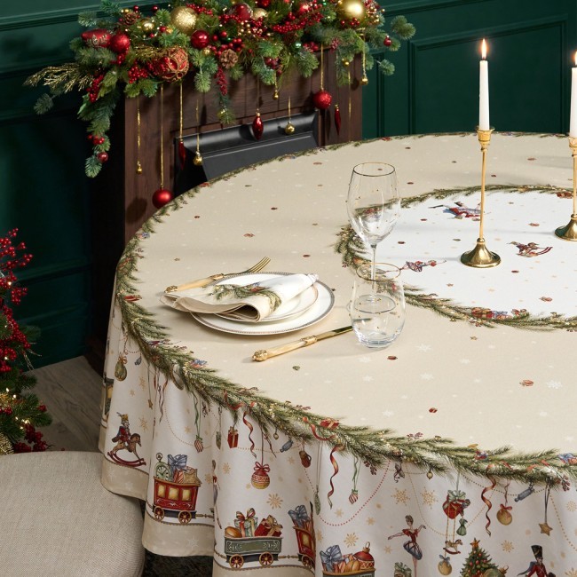 Скатерть круглая  "щелкунчик" ,220см бежевый 100% хлопок , твил Lefard (850-757-26)