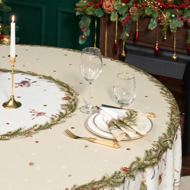 Скатерть круглая  "щелкунчик" ,220см бежевый 100% хлопок , твил Lefard (850-757-26)