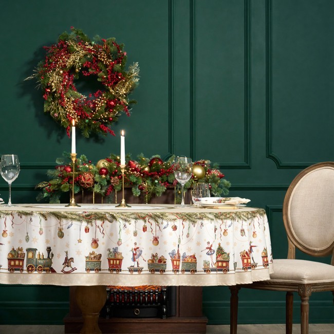 Скатерть круглая  "щелкунчик" ,220см бежевый 100% хлопок , твил Lefard (850-757-26)