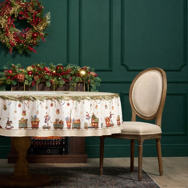 Скатерть круглая  "щелкунчик" ,220см бежевый 100% хлопок , твил Lefard (850-757-26)