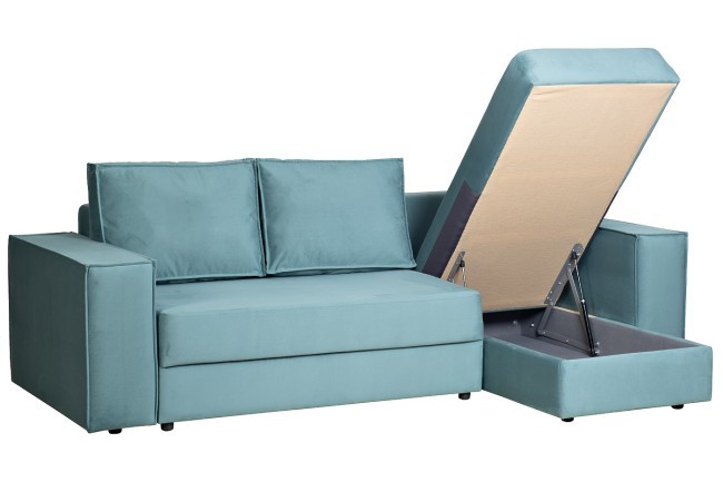 Диван Bergamo трехм.раскл.угл. правый вел.бирюз.Vel43 250*160*90 (TT-00006385)