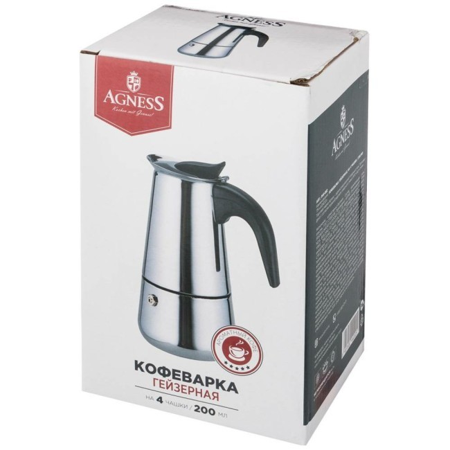 Кофеварка гейзерная "монблан", 200 мл на 4 чашки Agness (944-002)