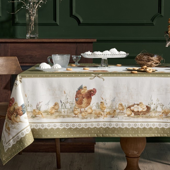 Скатерть "золотая курочка" 140х180см, 100% хлопок, твил с пропиткой Lefard (850-767-2)