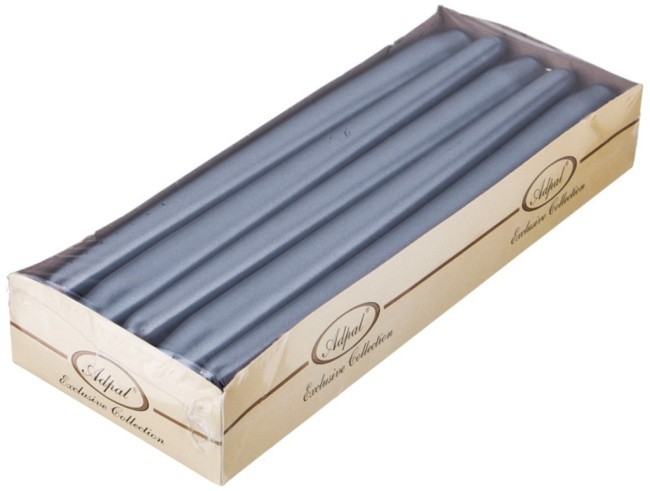 Набор свечей из 10 шт. металлик серый высота=24 см. Adpal (348-641)