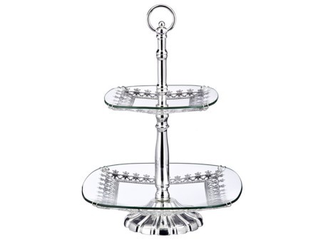 Конфетница 2-х ярусная 30*30/21*21 см. высота=42 см. Lefard (258-254)