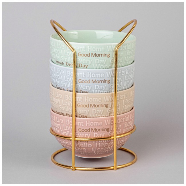 Набор салатников lefard "good morning" на металл. подставке 4 шт. 11.5*6 см 330 мл микс цветов Lefard (42-534) Набор салатников lefard "good morning" на металл. подставке 4 шт. 11.5*6 см 330 мл микс цветов Lefard (42-534)