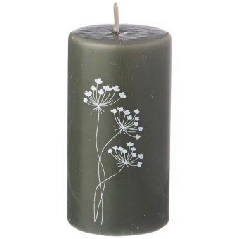 Свеча bronco столбик "цветы" оливковая 10*5 см Bronco (315-364)