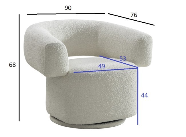 Кресло поворотное Lugano букле белое 90*76*68см (TT-00013199) Кресло поворотное Lugano букле белое 90*76*68см (TT-00013199)