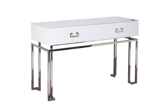 Консоль 2 ящика белая/хром 120*42*77см (TT-00009165) Консоль 2 ящика белая/хром 120*42*77см (TT-00009165)