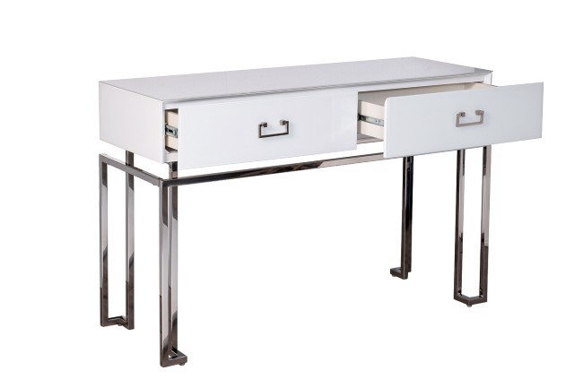Консоль 2 ящика белая/хром 120*42*77см (TT-00009165) Консоль 2 ящика белая/хром 120*42*77см (TT-00009165)