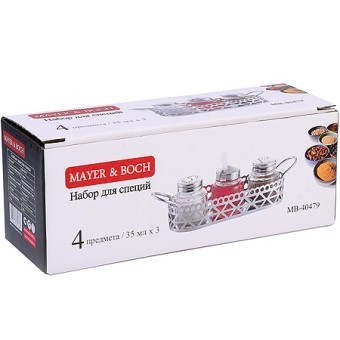 Набор для специй на подставке 5 предметов стекло/нерж Mayer&Boch (40479)