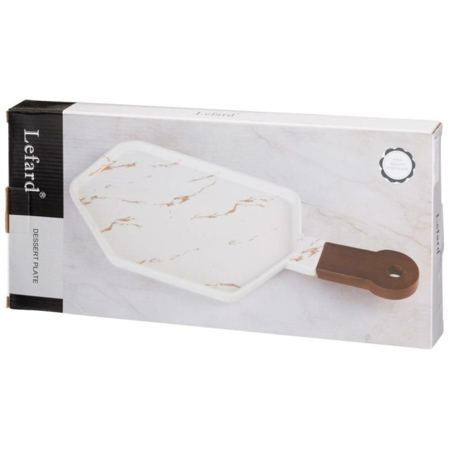 Менажница с деревянной ручкой коллекция "золотой мрамор" цвет:white 40*19 см Lefard (412-202) Менажница с деревянной ручкой коллекция "золотой мрамор" цвет:white 40*19 см Lefard (412-202)