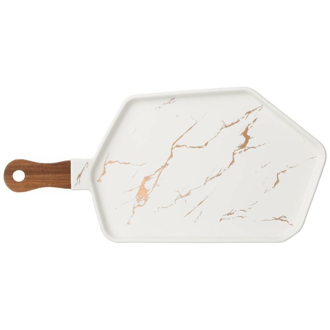 Менажница с деревянной ручкой коллекция "золотой мрамор" цвет:white 40*19 см Lefard (412-202) Менажница с деревянной ручкой коллекция "золотой мрамор" цвет:white 40*19 см Lefard (412-202)