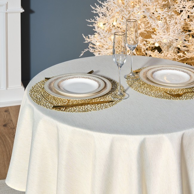 Скатерть  d150 cm круглая, "феерия. золото", цвет: бежевый, tm lefard, полиэстер 100% Lefard (986-003-24)
