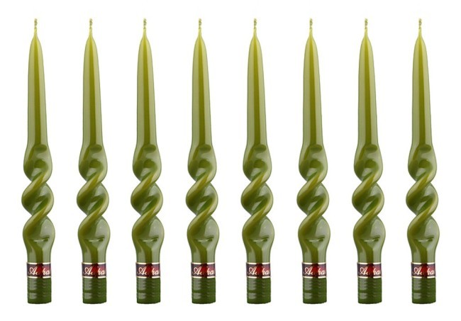 Набор свечей из 8 шт."альфа" 8 шт.зеленый высота=23 см. Adpal (348-444)