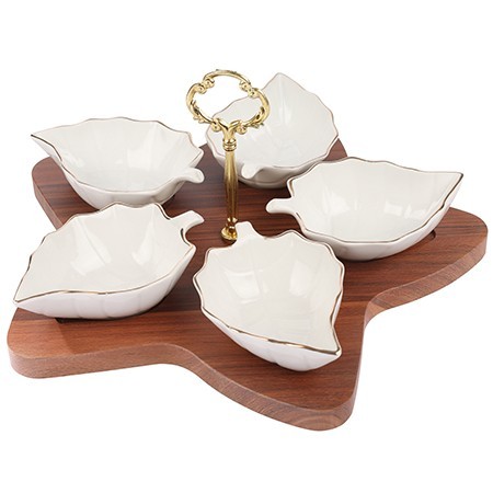 Менажница на подставке 5 блюд 6пр керамика LR (90030-150) Менажница на подставке 5 блюд 6пр керамика LR (90030-150)