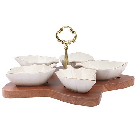 Менажница на подставке 5 блюд 6пр керамика LR (90030-150) Менажница на подставке 5 блюд 6пр керамика LR (90030-150)