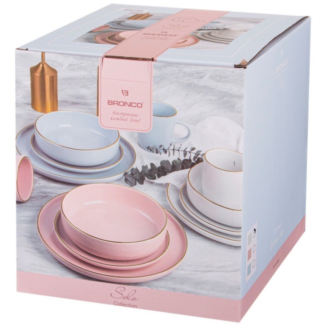 Набор посуды обеденный bronco "solo" на 4 пер. 16 предметов пудровый Bronco (577-153) Набор посуды обеденный bronco "solo" на 4 пер. 16 предметов пудровый Bronco (577-153)